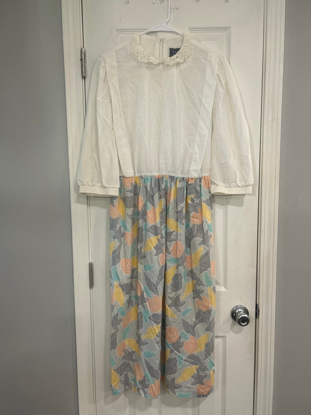 Vintage CG II Pastel Starfish Seashell Dress 80s 90s Coastal Beach Maxi L